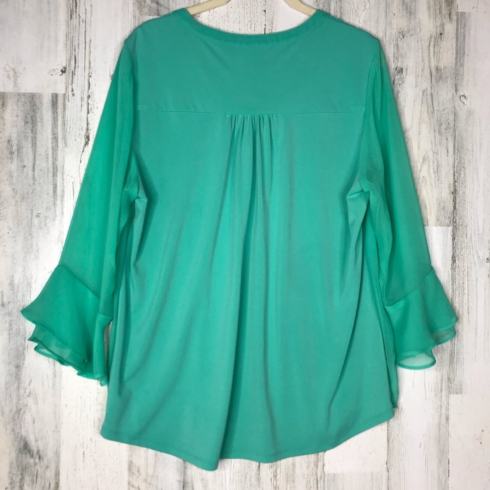 Charter Club semi-sheer chiffon bell sleeve top - Picture 2 of 6